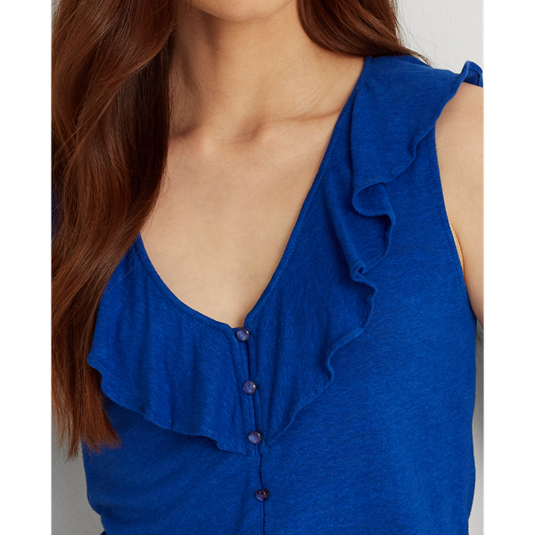 Sapphire Star Linen-Blend Jersey Sleeveless Dress Lauren 6