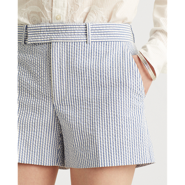 Sapphire Star/White Stretch Seersucker Short Lauren 6