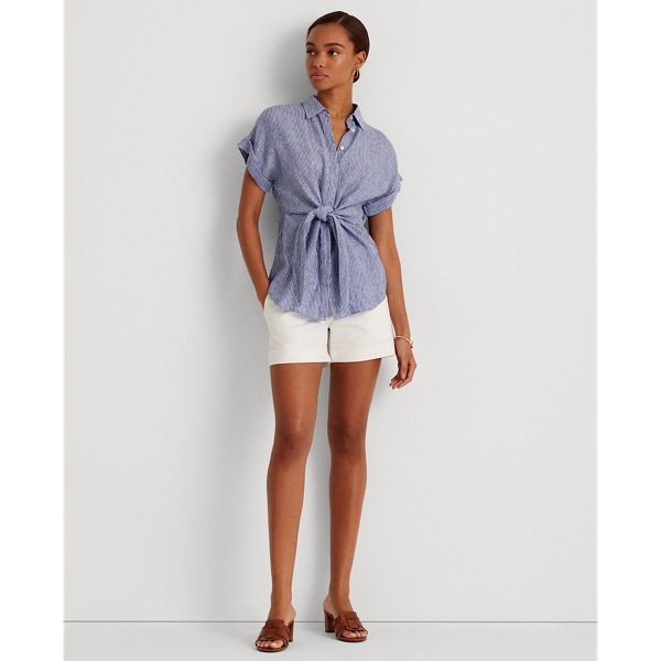 Striped Tie-Front Linen Shirt | Ralph Lauren