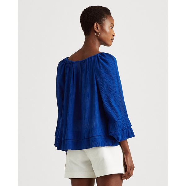 Sapphire Star Ruffle-Trim Crinkle Cotton Top Lauren 5