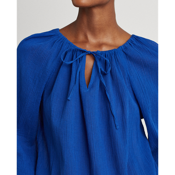 Sapphire Star Ruffle-Trim Crinkle Cotton Top Lauren 6