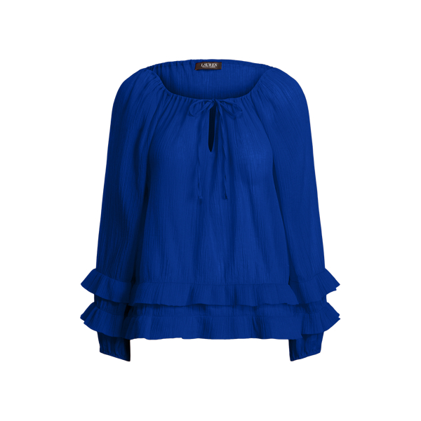 Sapphire Star Ruffle-Trim Crinkle Cotton Top Lauren 2