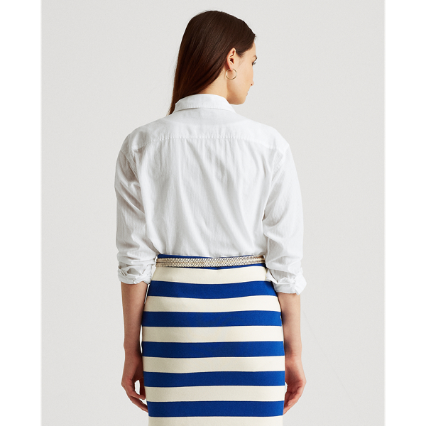 White Shadow Striped Cotton Dobby Shirt Lauren 5