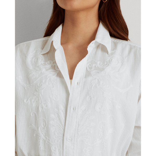 White Shadow Striped Cotton Dobby Shirt Lauren 6