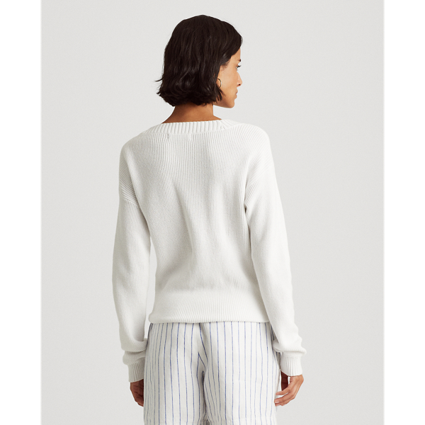 White Combed Cotton Clip Jumper Lauren Petite 5