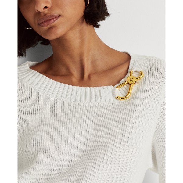 White Combed Cotton Clip Jumper Lauren Petite 6