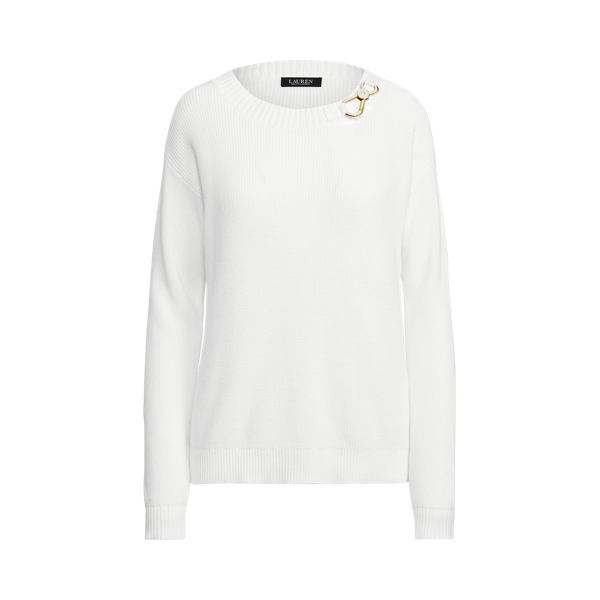 White Combed Cotton Clip Jumper Lauren Petite 2