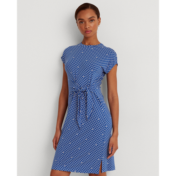 Sapphire Star/White Logo Tie-Front Jersey Dress Lauren Petite 4