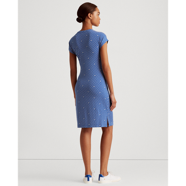 Sapphire Star/White Logo Tie-Front Jersey Dress Lauren Petite 5