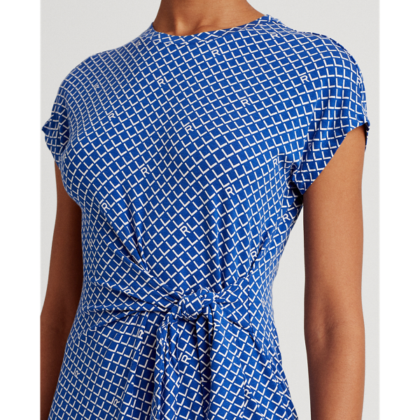 Sapphire Star/White Logo Tie-Front Jersey Dress Lauren Petite 6