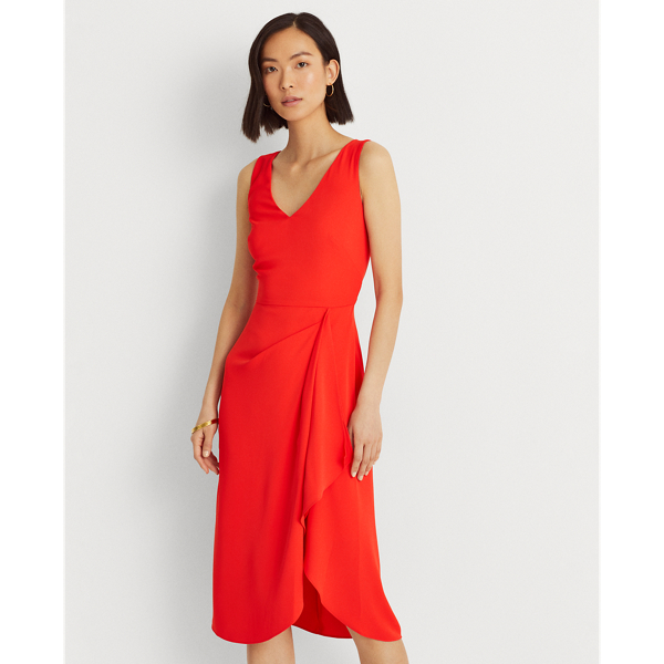Bright Hibiscus Georgette V-Neck Dress Lauren 4