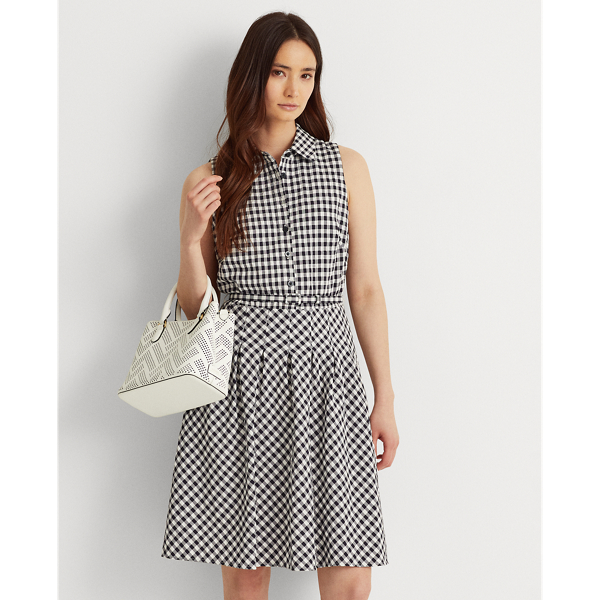 Lighthouse Navy/White Gingham Sleeveless Dress Lauren 4