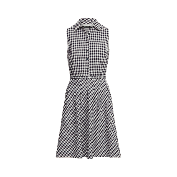 Lighthouse Navy/White Gingham Sleeveless Dress Lauren 2