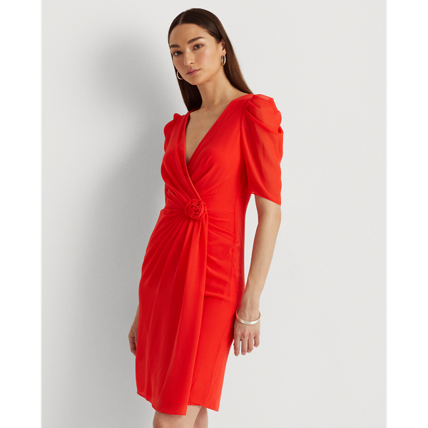 Chiffonkleid mit Puffärmeln Lauren in Strahlendes Hibiskus 3