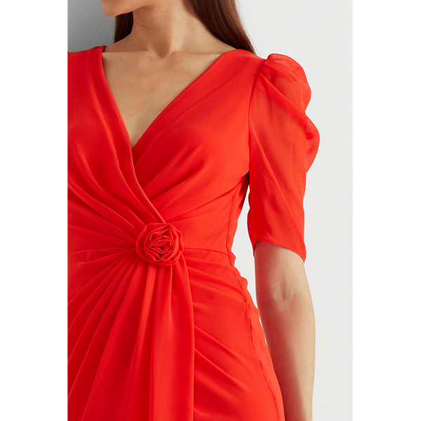 Chiffonkleid mit Puffärmeln Lauren in Strahlendes Hibiskus 5