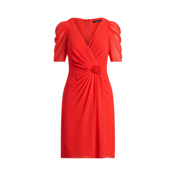 Chiffonkleid mit Puffärmeln Lauren in Strahlendes Hibiskus 2