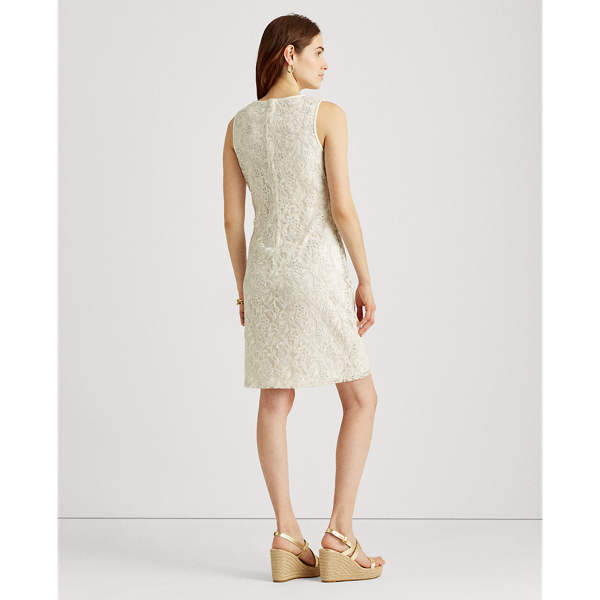 Embroidered Sleeveless Dress Lauren em Lauren White/Silver 5