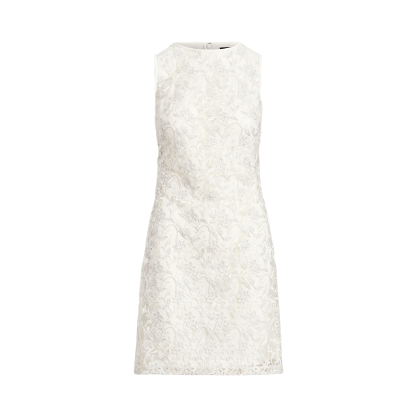 Embroidered Sleeveless Dress Lauren em Lauren White/Silver 2