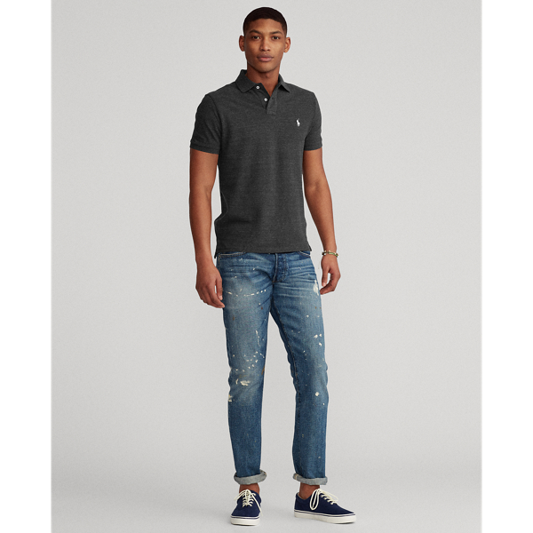 Black Marl Heather Custom Slim Fit Mesh Polo Shirt Polo Ralph Lauren 4
