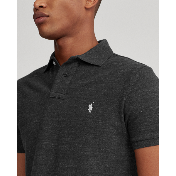 Black Marl Heather Custom Slim Fit Mesh Polo Shirt Polo Ralph Lauren 6