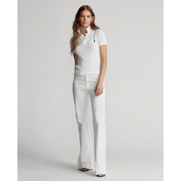 White Cable-Knit Polo Shirt Polo Ralph Lauren 3
