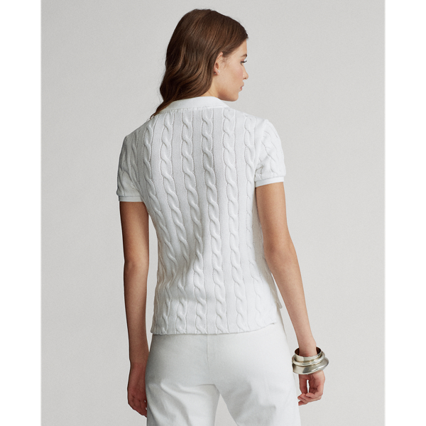 White Cable-Knit Polo Shirt Polo Ralph Lauren 4