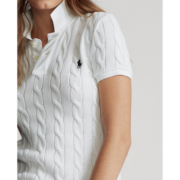 White Cable-Knit Polo Shirt Polo Ralph Lauren 5