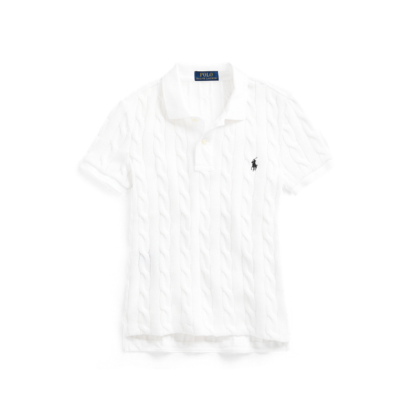 White Cable-Knit Polo Shirt Polo Ralph Lauren 2