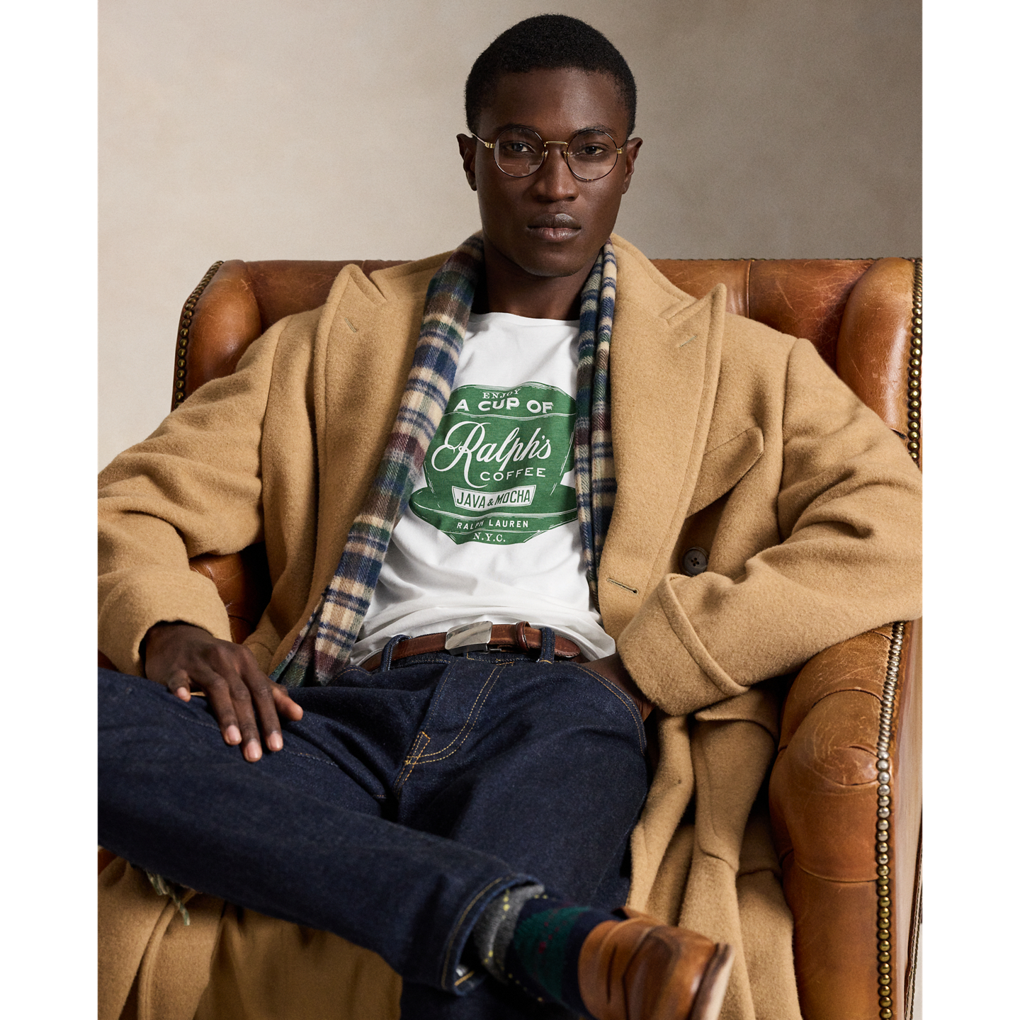 Мужская футболка Ralph Lauren Custom Slim Fit Ralph’s Coffee, цвет: Белый — фото 4
