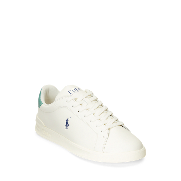 Parchment Cream/Green Heritage Court II Leather Trainer Polo Ralph Lauren 2