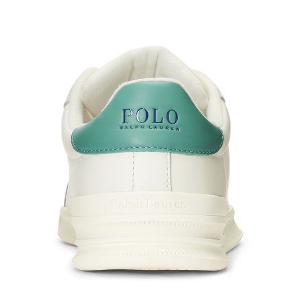 Parchment Cream/Green Heritage Court II Leather Trainer Polo Ralph Lauren 3