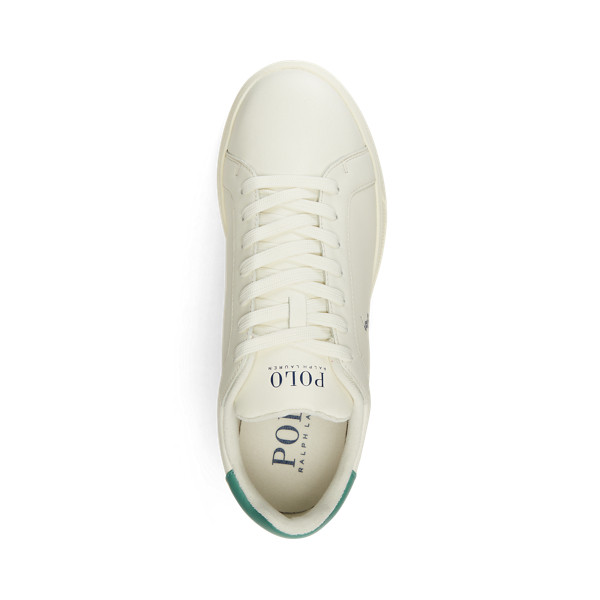Parchment Cream/Green Heritage Court II Leather Trainer Polo Ralph Lauren 4