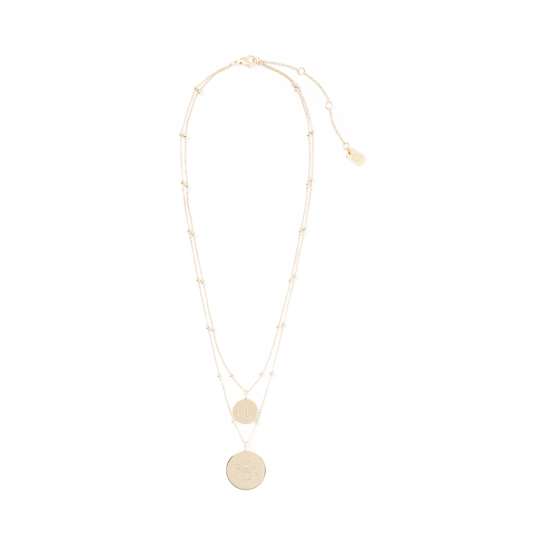 Collar dorado a capas con logotipo