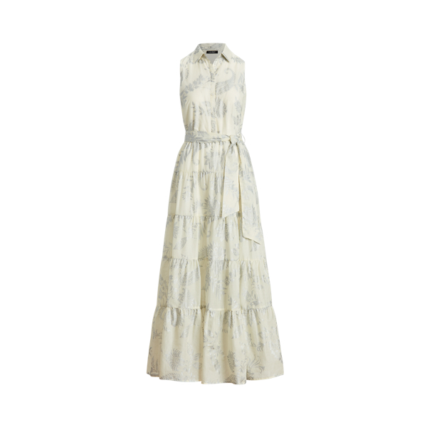 Tropical-Print Cotton Voile Shirtdress
