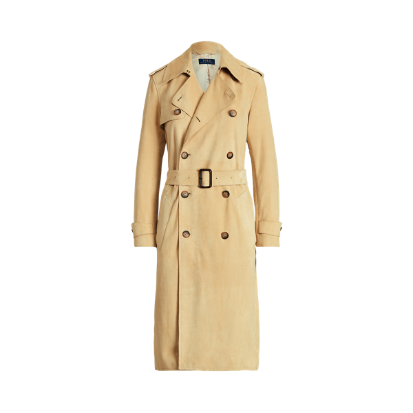 Suede Double-Breasted Trench Coat Polo Ralph Lauren 1