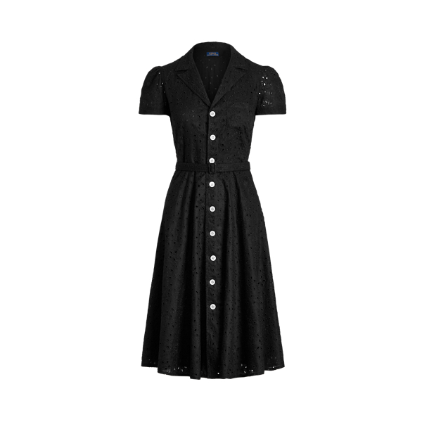 Linen Eyelet Belted Dress