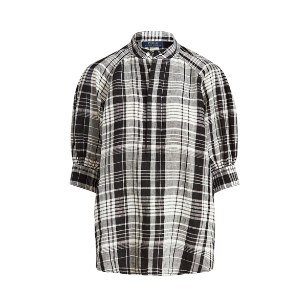 Plaid Linen Blouse Polo Ralph Lauren 1