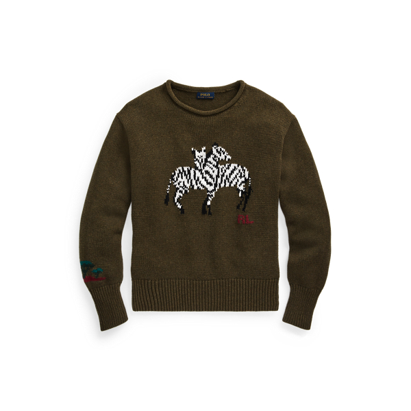 Pull &agrave; col roulott&eacute; &agrave; motif z&eacute;br&eacute;