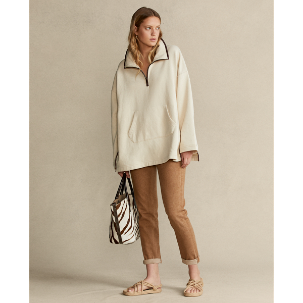 Fleece poncho met leren afwerking Polo Ralph Lauren in English Cream 4