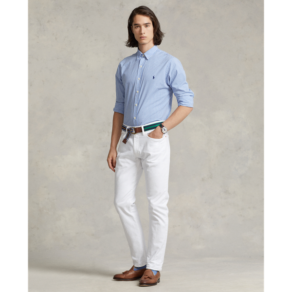 Slim-Fit Ginganhemd aus Stretchpopeline Polo Ralph Lauren in Blau/Wei&szlig; kariert 4