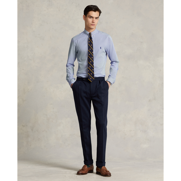 Chemise ray&eacute;e cintr&eacute;e popeline stretch Polo Ralph Lauren en Blue/White 4