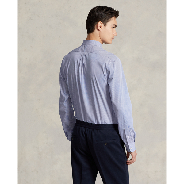 Chemise ray&eacute;e cintr&eacute;e popeline stretch Polo Ralph Lauren en Blue/White 5