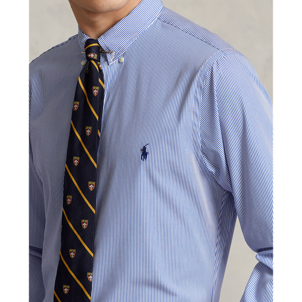 Chemise ray&eacute;e cintr&eacute;e popeline stretch Polo Ralph Lauren en Blue/White 6