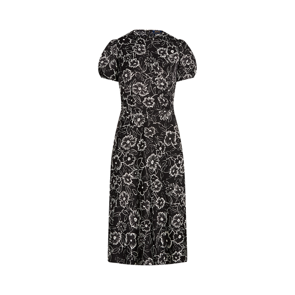 Robe trap&egrave;ze en satin &agrave; motif fleuri Polo Ralph Lauren en 1