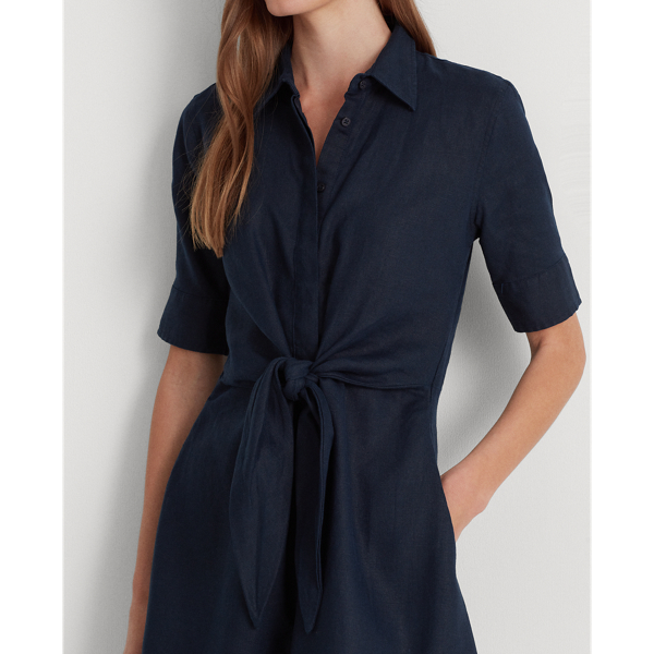Tie-Front Linen Shirtdress