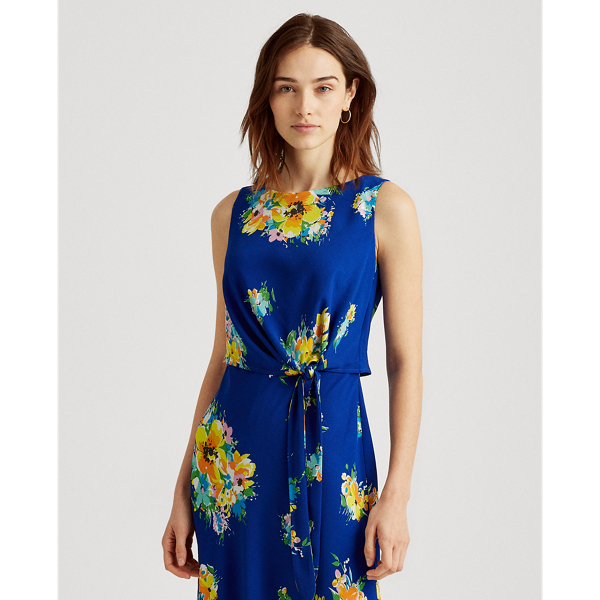 Sapphire Star/Yellow/Mult Floral Crepe Midi Dress Lauren 3