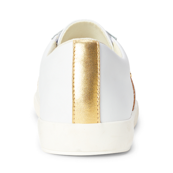 Rl White/Modrn Gold/Brght Janson II Metallic Leather Sneaker Lauren 3