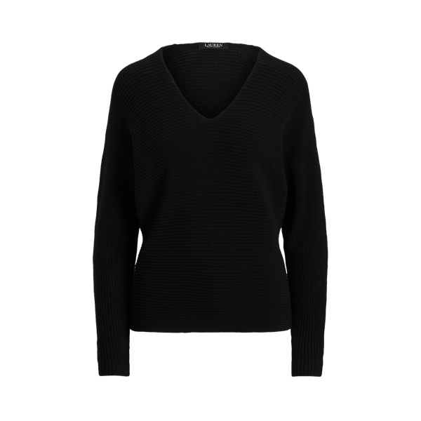 Combed Cotton V-Neck Sweater Lauren em 1