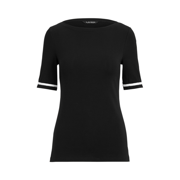 Stretch Cotton Boatneck Tee Lauren em 1