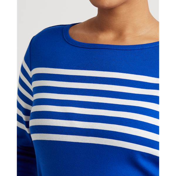 Sapphire Star/White Striped Cotton Boatneck Top Lauren Woman 6